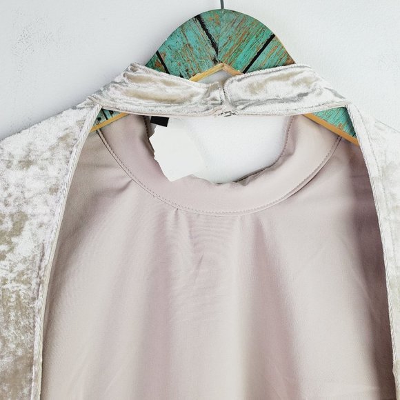 Lulus Oh, Behave! Beige Velvet Bodycon Long Sleeve Dress Crushed Velvet , Sz L - Picture 6 of 12